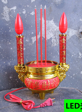 包邮led招财三柱礼佛电子蜡烛台