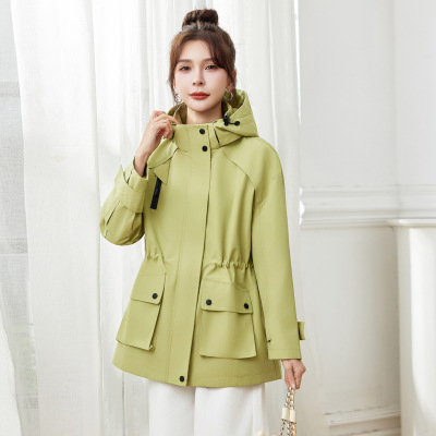 2026春季新款收腰休闲时尚防风派克服工装冲锋衣连帽外套GE62312