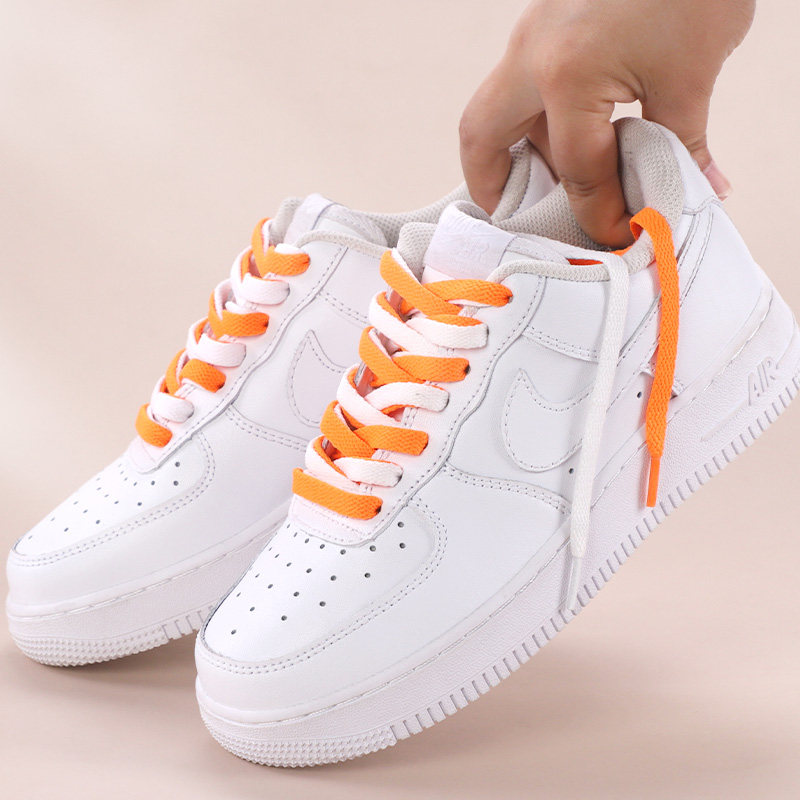 小白鞋鞋带双色鸳鸯aj男女款潮流个性运动帆布鞋彩色绿色白鞋带绳