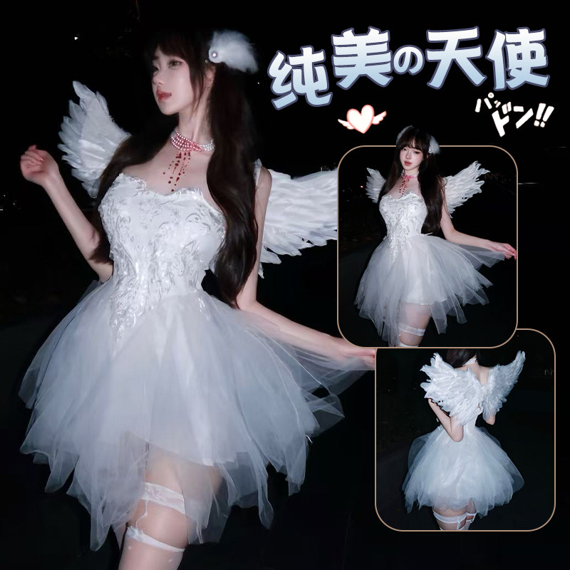 性感抹胸白纱蓬蓬裙白天鹅制服女