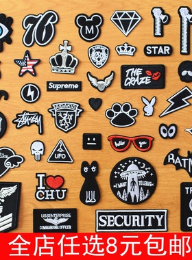 黑色刺绣徽章欧美潮牌布贴羽绒服衣服补丁贴花修补洞贴布小号贴布