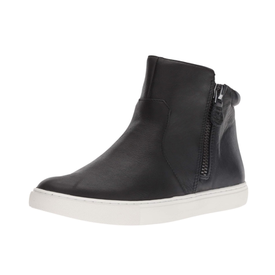 牛皮平底高帮休闲短靴女真皮圆头韩版头层牛皮板鞋侧拉链女鞋