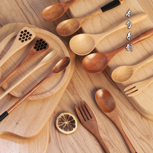 咖啡勺子木勺木叉饭勺拍照道具蜂蜜勺摄影道具美食道具勺子