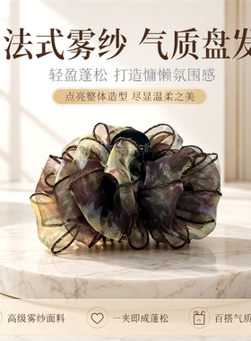 诗泊雅雾纱印花抓夹女款蓬松盘发