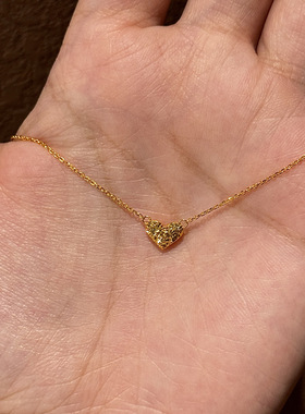 高品质v金材质不掉色爆闪爱心项链高颜值设计个性百搭轻奢饰品