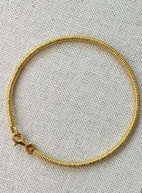 v金材质不掉色圆圆金圈手环2024新款时尚轻奢素金小金手链手镯女