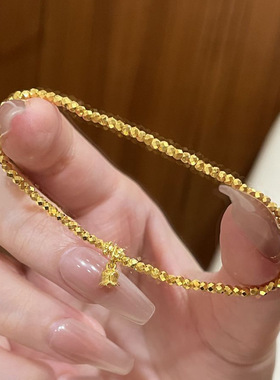 v金材质不掉色碎金子小金鱼手链个性时尚百搭款铃兰花爆闪手链