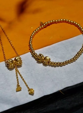 富有余并蒂莲花项链古法精致典雅时尚大气通勤百搭