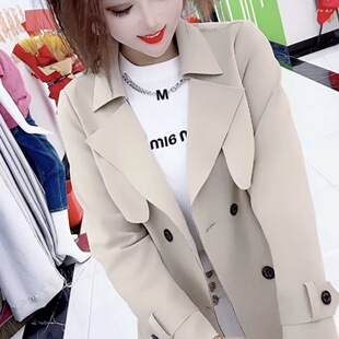 春秋新款薄款时尚修身女收腰宽松上衣中长款风衣洋气外套气质大衣