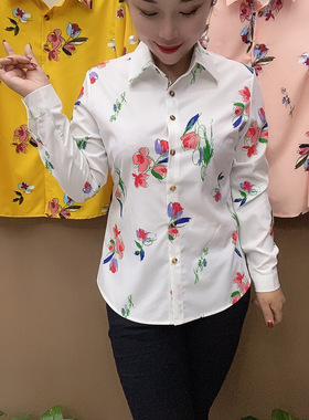 2026春秋新款时尚绣花衬衫薄料显瘦气质洋气女修身短款小衫上衣