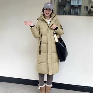 棉服女款冬装长款过膝时尚棉衣新款设计感连帽情侣棉袄保暖外套潮
