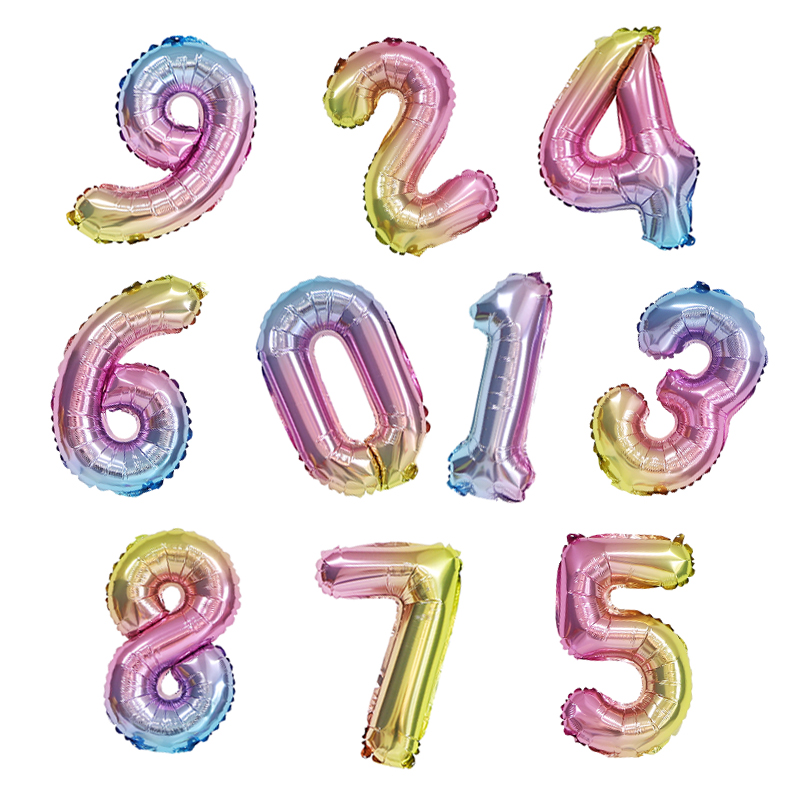 彩虹渐变小号迷你渐变数字气球