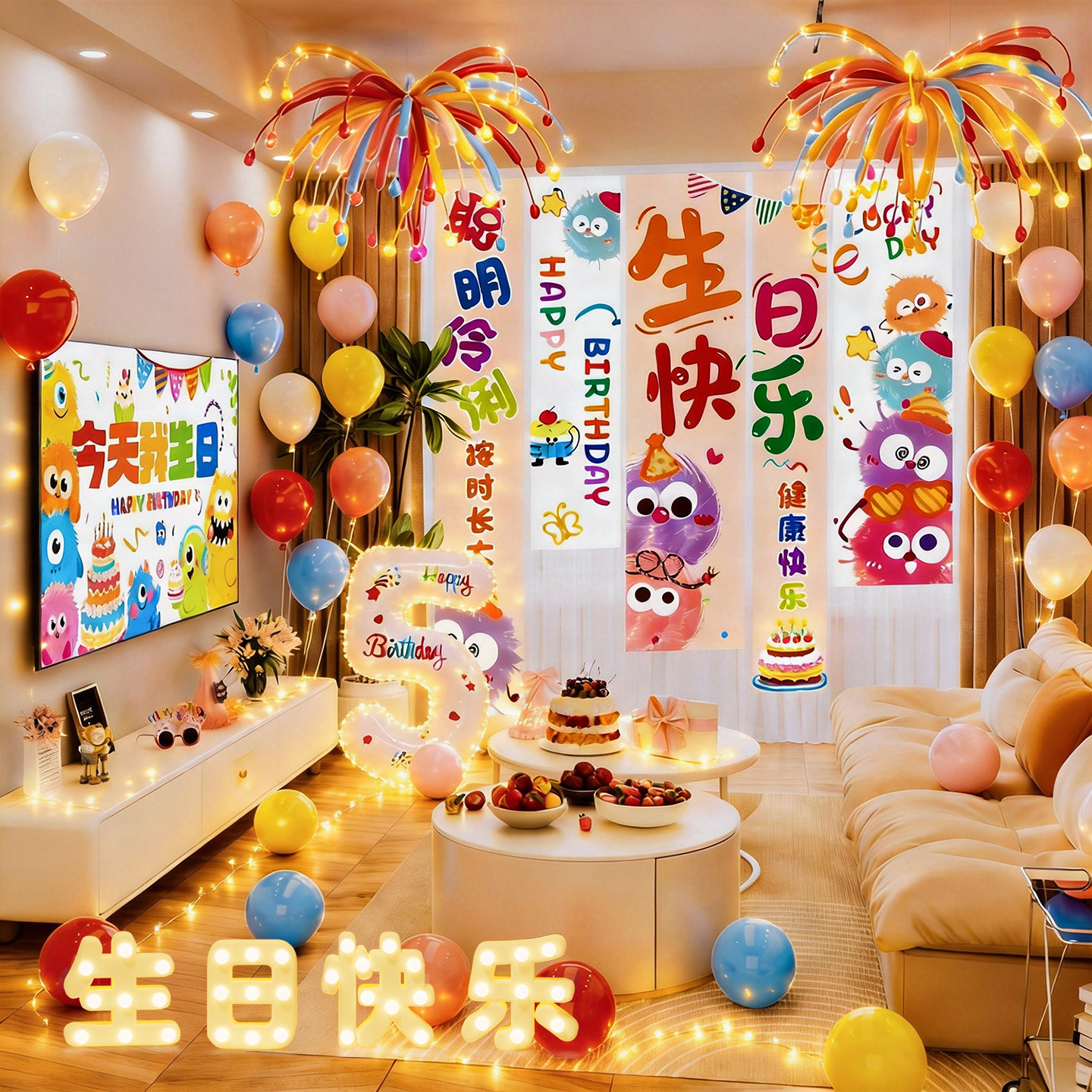 男女孩儿童宝宝周岁生日快乐气球派对装扮背景墙氛围装饰场景布置,节庆用品/礼品,装扮布置套餐,淘宝优惠券,粉丝福利购,淘宝优惠卷