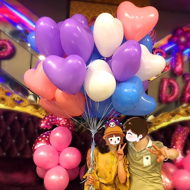 汽球装饰心形气球生日结婚求婚心形爱心婚庆婚房布置彩色爱心气球