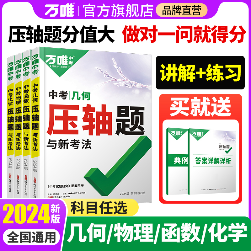 2024万唯中考数学压轴题全解析初中几何题模型函数专项训练挑战压轴题初二初三八九年级真题模拟总复习辅助线万维中考官方旗舰店 书籍/杂志/报纸 中学教辅 原图主图