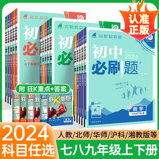 2024新初中必刷题七年级八九年级下册上册数学物理化学历史生物地理试卷北师大人教版初一初二初三同步练习册中考资料书狂k重点下