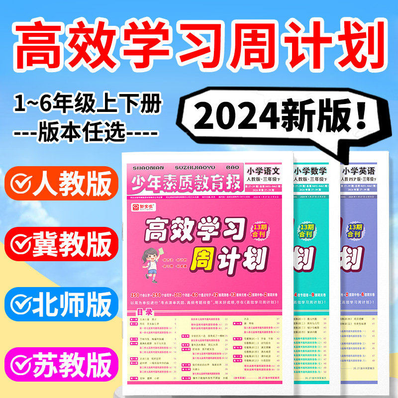 2024高效学习周计划1-6年级下册