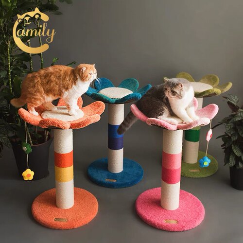 FairyElf｜Camily花朵猫抓柱猫爬架猫窝猫树一体立式小型宠物跳台