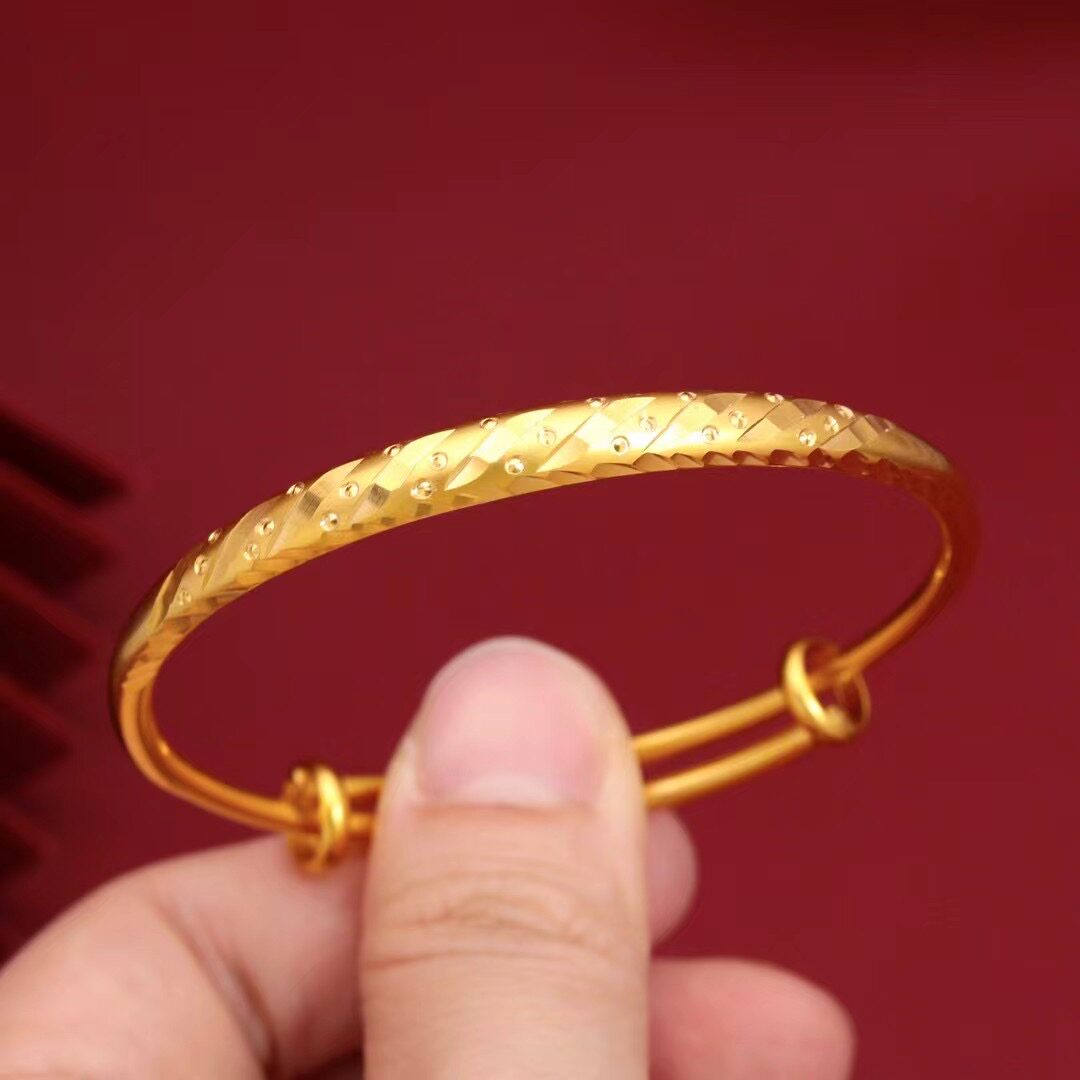 越南沙金手镯女仿真非不掉色镀金色首饰正品假黄金镯子结婚