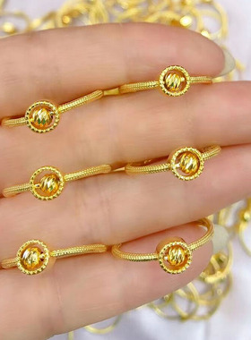 女黄铜镀金饰品时来运转转运戒指