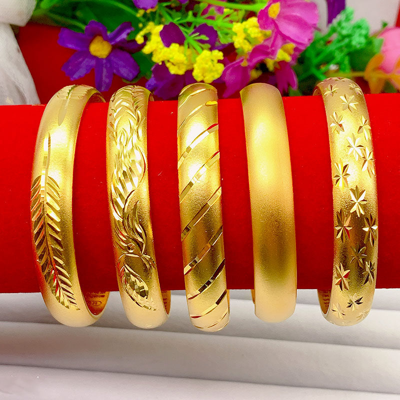 抖音爆款越南沙金手镯女镀24K金色仿黄金手环结婚首饰品久不掉色