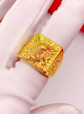 新款镀黄金色戒指男非足金