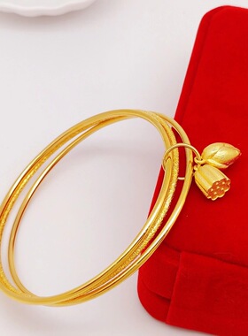 三生三世古法传承黄金色莲子手镯