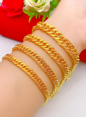 仿24k黄金色镀金老板不掉色手链