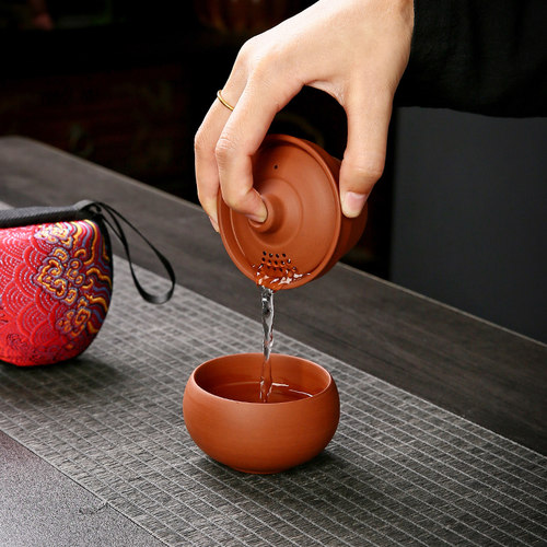 便携式户外旅行茶具紫砂一壶一杯套装车载旅游快客杯随身收纳包