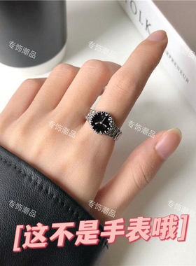 个性手表形状戒指简约设计指环街拍网红同款情侣复古潮人戒指