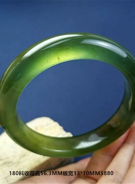 岫玉手镯180料老坑玉石手镯瓶底绿老料56口径精品