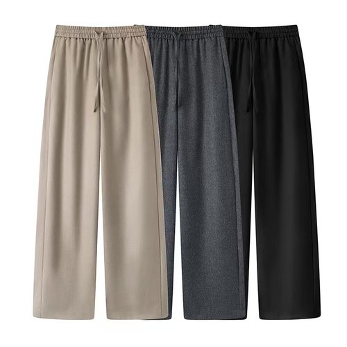 纯色简约高腰显瘦直筒休闲裤女