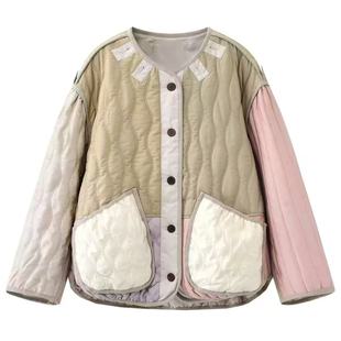 CHAONING清仓撞色拼接棉服女2025冬季新款宽松保暖棉衣外套甜美风