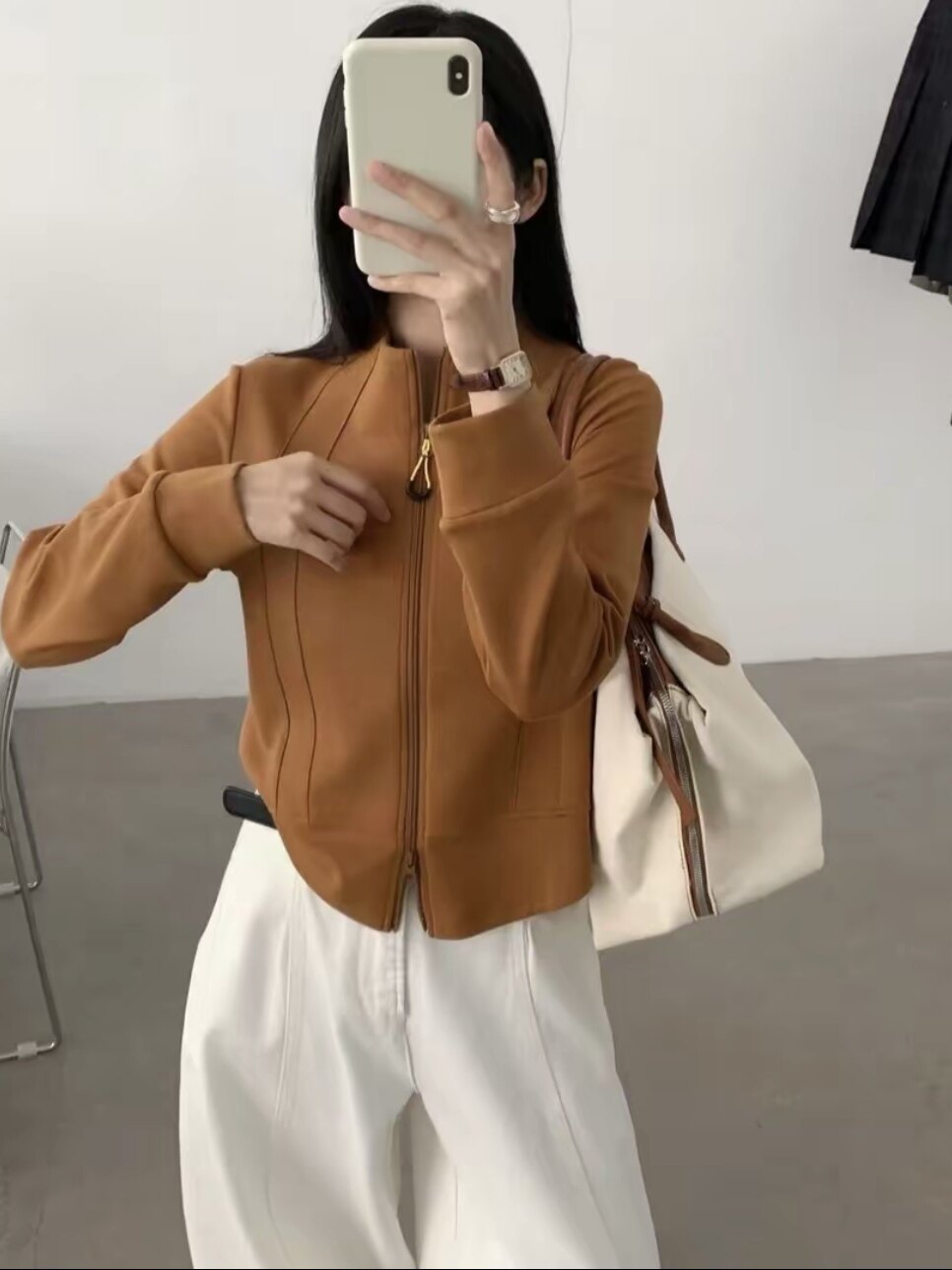 欧货小立领长袖卫衣外套女2026秋季新款韩版宽松显瘦设计感上衣潮