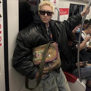 Nomorefight2024年冬阿丛头层牛皮油蜡抗寒bomber棉服机车皮夹克