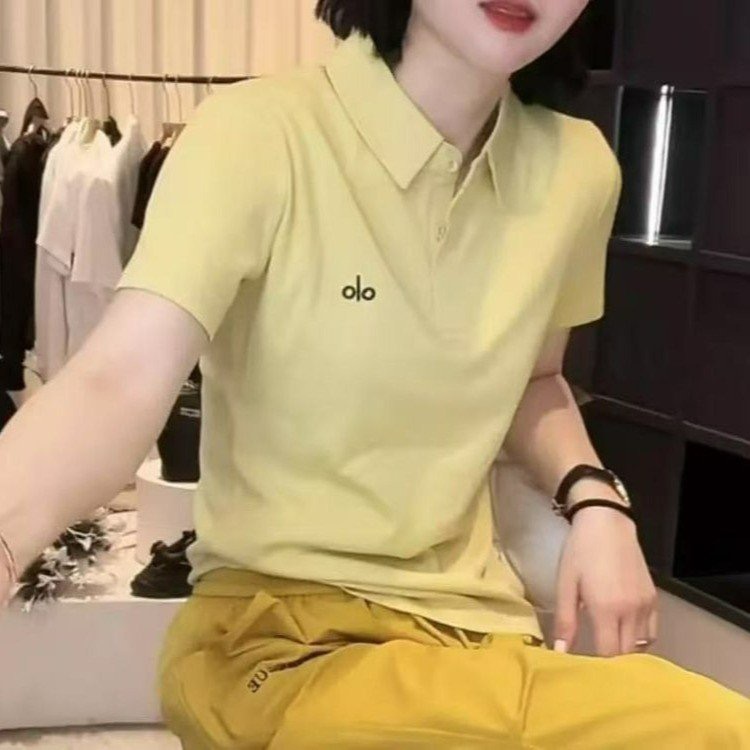 【小乐专享】夏季Polo领短袖T恤女字母刺绣设计正肩上衣女-L515