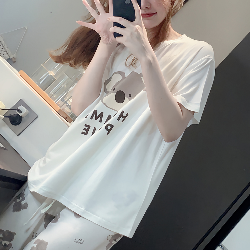 莫代尔睡衣女可爱考拉短袖套头