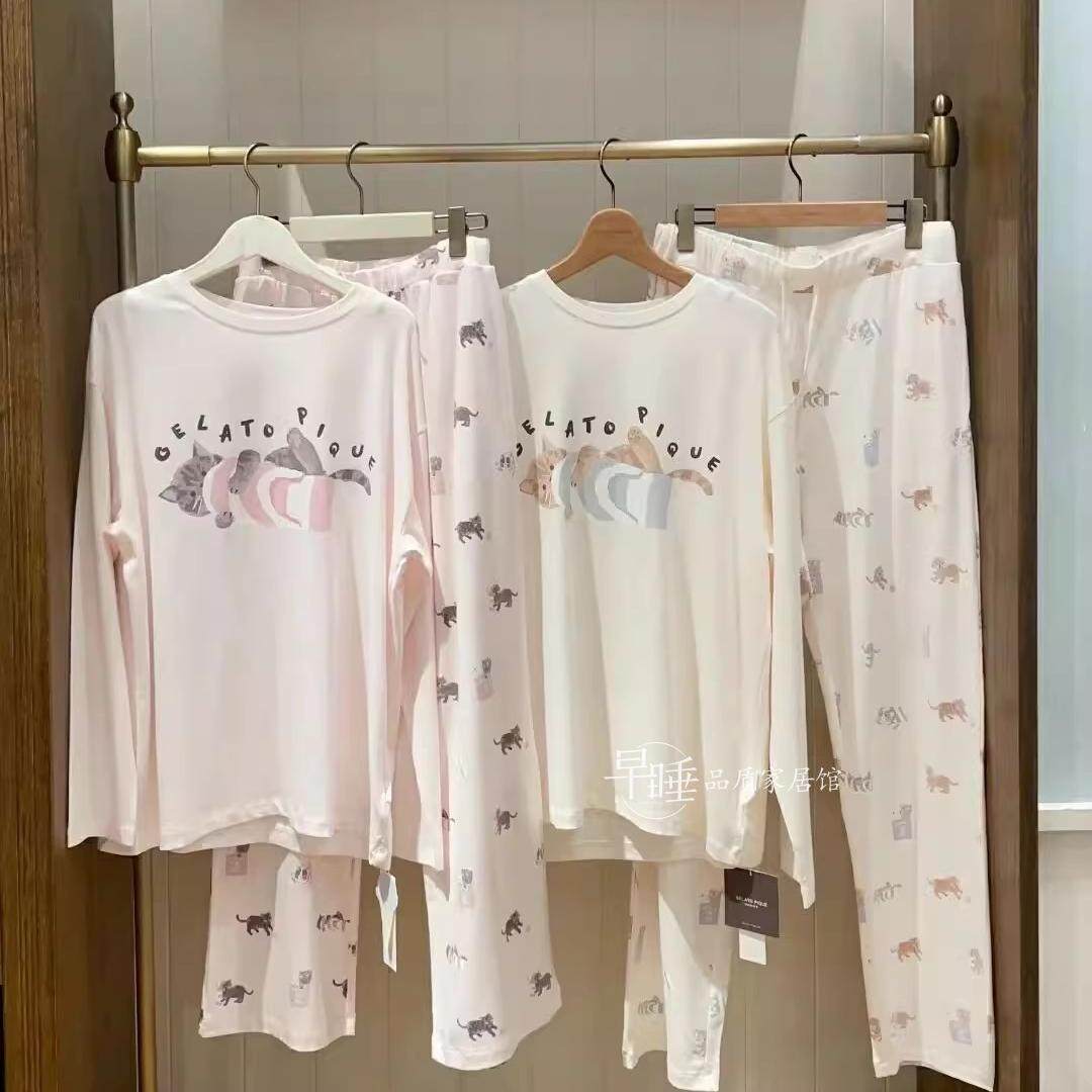 女莫代尔gp日系长袖猫咪春秋睡衣