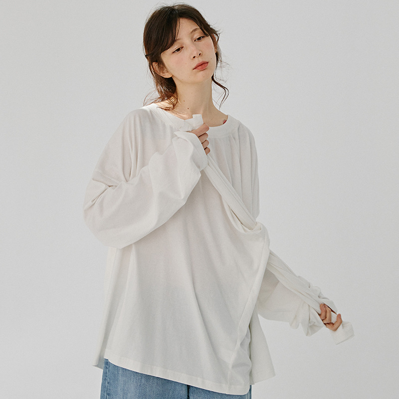 AKI.design2019特价不退换 纯色套头春夏女式卫衣宽松韩版打底衫