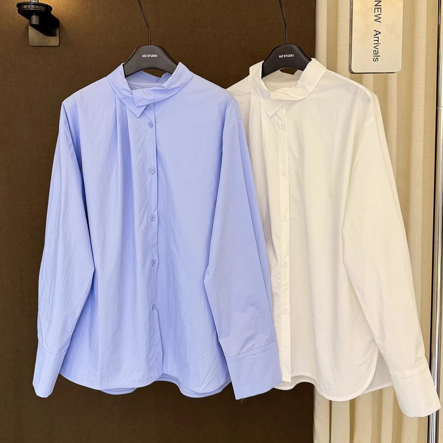 高端欧货冬季新款不规则领口设计感独特别致侧开叉长袖衬衫女上衣,女装/女士精品,衬衫,淘宝优惠券,粉丝福利购,淘宝优惠卷