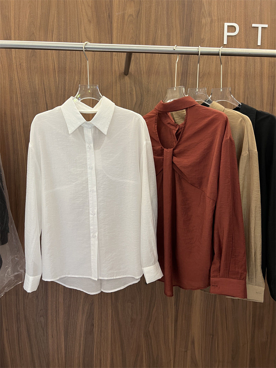 高端现货2025秋新款衬衣翻领单排扣后背小心机镂空长袖衬衫女上衣,女装/女士精品,衬衫,淘宝优惠券,粉丝福利购,淘宝优惠卷