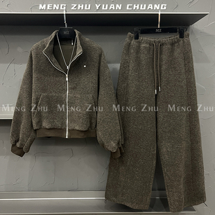 新款 羊绒套装 高级感巨好看 时尚 女两件套 卫衣休闲裤 高端欧货冬季