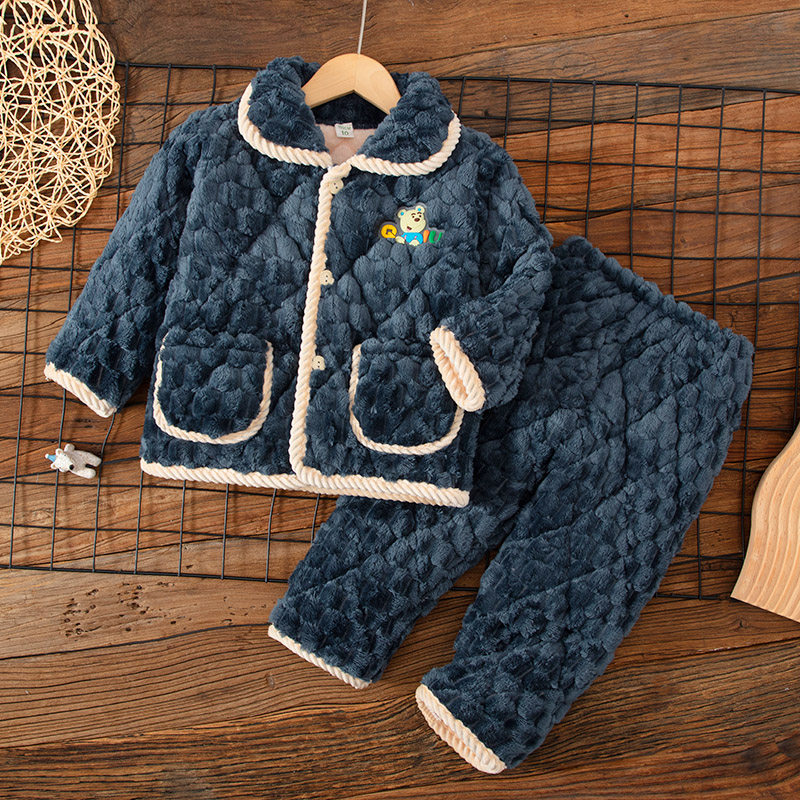 珊瑚绒冬季儿童睡衣居家服套装