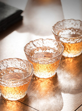 高质感 复古冰露日式小酒杯玻璃白酒杯家用烈酒杯酒具分酒器酒盅