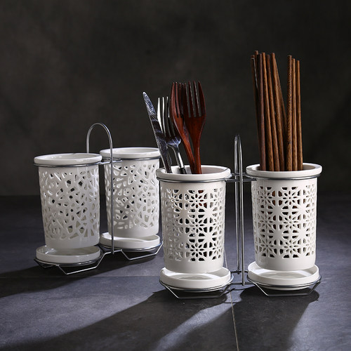 家用厨房置物架沥水陶瓷筷子筒