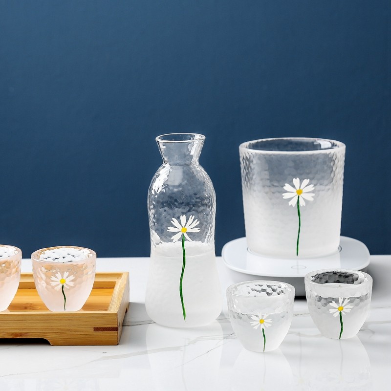 ins小雏菊云雾白酒杯玻璃酒壶酒盅小号一两家用一口杯烈酒杯酒具,餐饮具,白酒杯,淘宝优惠券,粉丝福利购,淘宝优惠卷