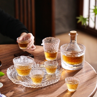 烈酒杯酒具分酒器酒盅 围炉冰茶工具小酒杯清酒杯玻璃白酒杯套装