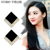 天天特价 耳钉女 气质925银针防过敏耳饰简约菱形韩版 耳环时尚 个性