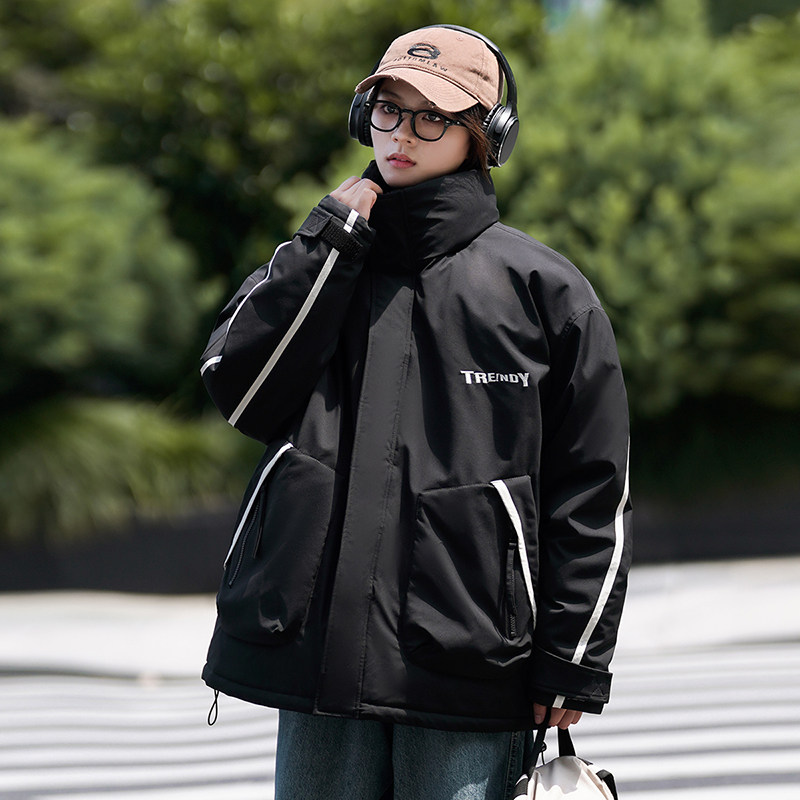 美式休闲户外加厚冲锋衣宽松潮流棉衣女棉服情侣大码Y396P108图片