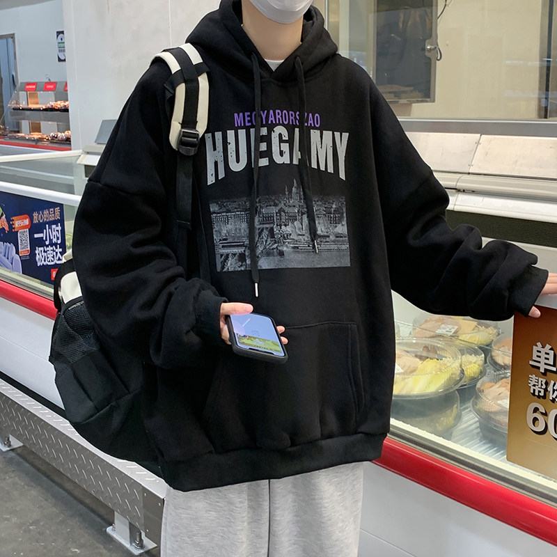 情侣大码美式潮牌港风ins2024春季宽松休闲潮流连帽卫衣男Y774P65,男装卫衣,电商A222A